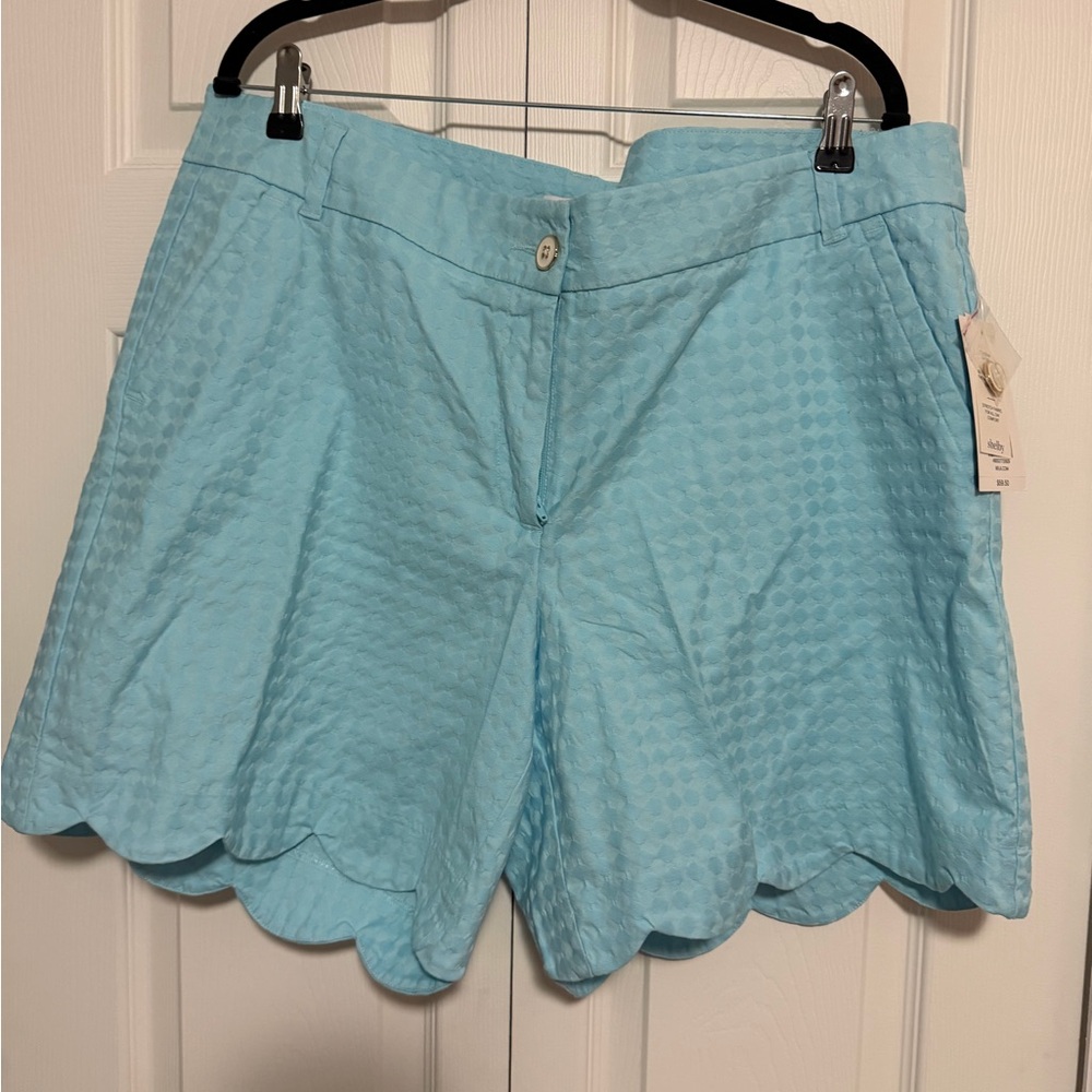 Crown & Ivy Sky Blue Scalloped Hem Shorts
